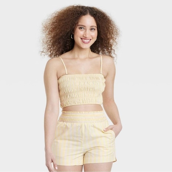 a new day Tops - A New Day Yellow Striped Crop Top